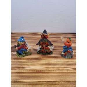 X3 K's Collection Witch Halloween Figurine Decor 5"T x 3"L Pumpkin Vintage‎ Lot